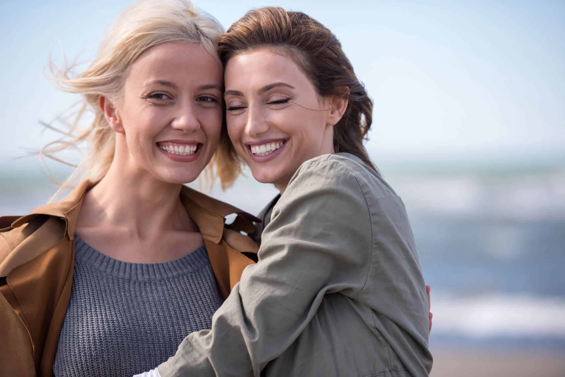 women practicing smile dental process